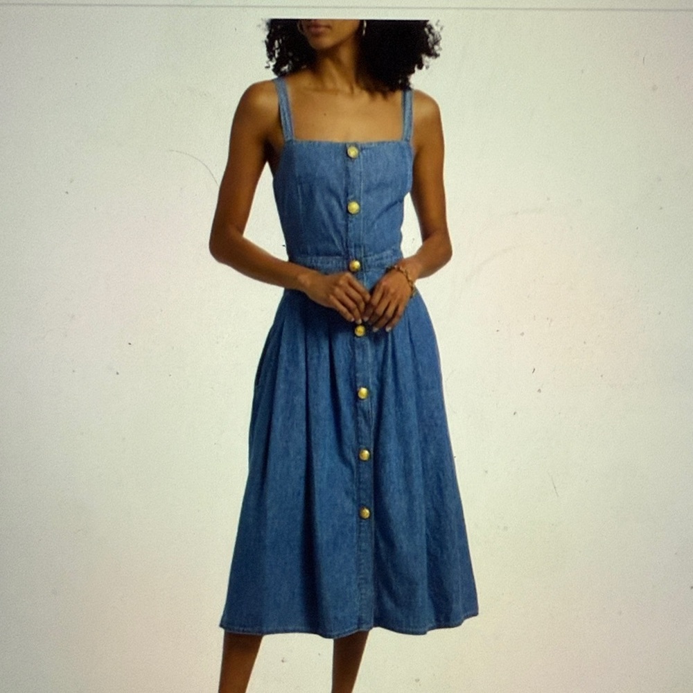 L'AGENCE Esmeralda Denim Midi Dress